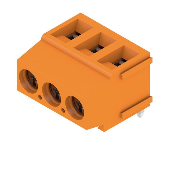 Printed circuit board terminals, 5.00 mm, Number of poles: 3, 180°, Solder pin length (l): 3.5 mm, tinned, orange, Clamping yoke connection, Clamping range, max. : 2.5 mm², Box image 2