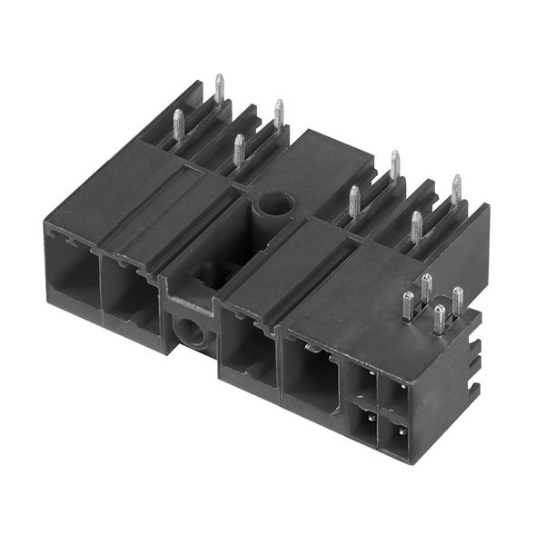 PCB plug-in connector, male header, closed side, Middle screw flange, THT solder connection, 7.62 mm, Number of poles: 3, 270°, Solder pin length (l): 3.5 mm, tinned, black, Box image 3