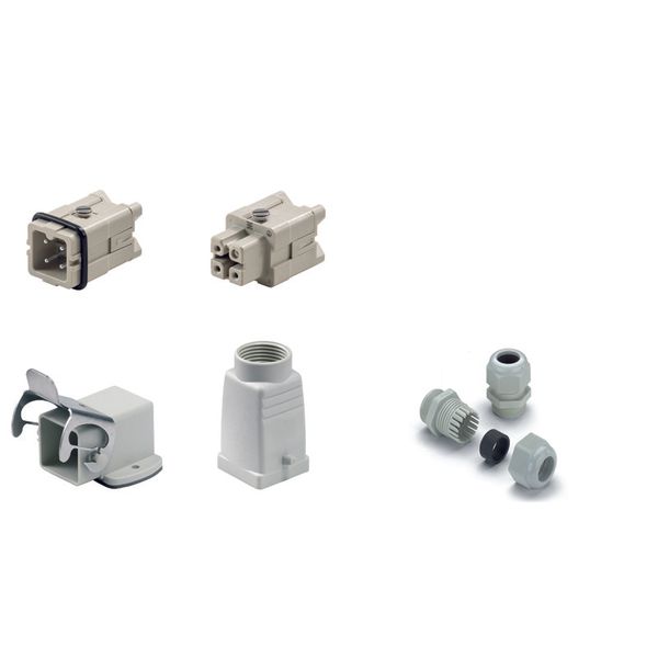 RockStar® HDC kits-Heavy-duty connectors, Kit, HA, Size: 1, Poles: 3, Screw connection, 400 V, 16 A, Plastic, PG 11 image 1