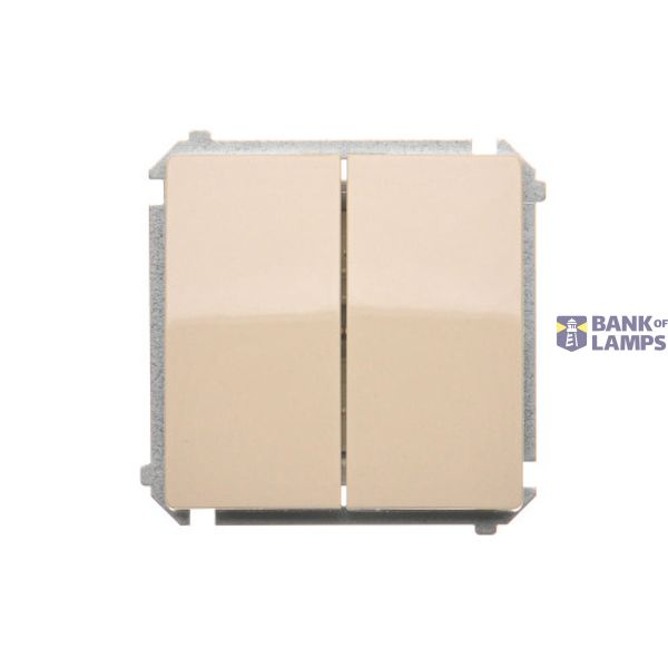 Double two-way switch, (module), 10AX, Screw, beige image 1