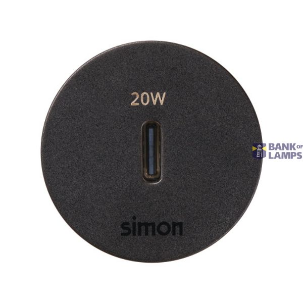Furniture charger USB-C 20W single, Simon 400 Flash 30, IP20, black, Mount. dimen.: Ø17mm image 1