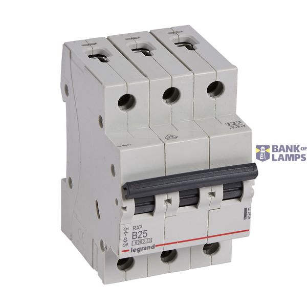 MCB RX³ 6000 - 3P - 400V~ - 25 A - B curve - prong/fork type supply busbars image 2