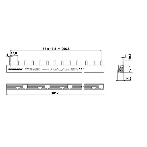 Busbar Pin Version 3-pole, 10mmý, MW = 17,75mm (The price is shown without markup on metals. Request a quote for accurate information) image 3