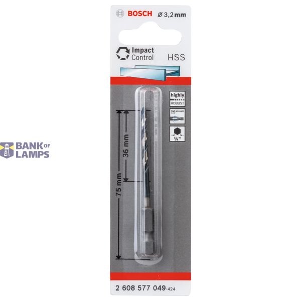 HSS Hex-Shank Twist Drill Bit 3.2 mm 3.2 x 36 x 75 mm 1 pcs. image 2
