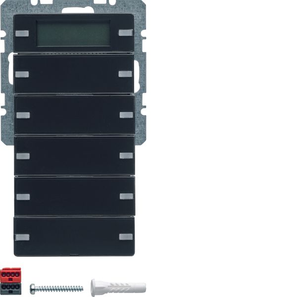 Push-butt. 5gang, w. lab. fields, room therm., displ., Q.1/Q.3, anthr. image 1