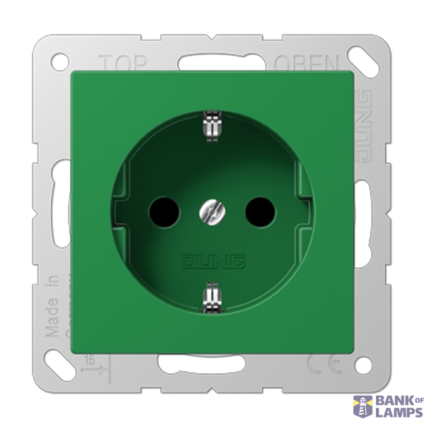SCHUKO socket, 16 A 250 V ~, without claws, integrated increased contact protection, SAFETY+, antibacterial duroplast, AS series, green (for SV) image 1
