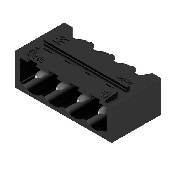 PCB plug-in connector, male header, closed side, THT solder connection, 5.08 mm, Number of poles: 4, 90°, Solder pin length (l): 3.2 mm, tinned, black, Box image 3