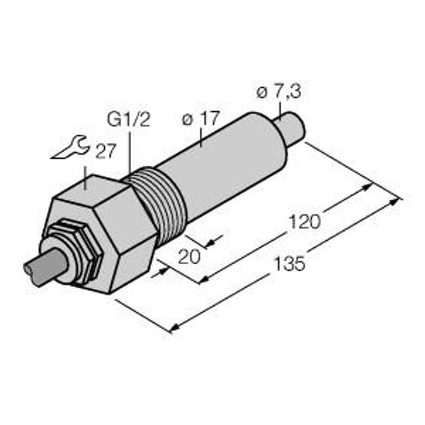 Flow Monitoring Immersion Sensor without Integrated Processor   FCS-G1/2A4-NA/L120 image 1