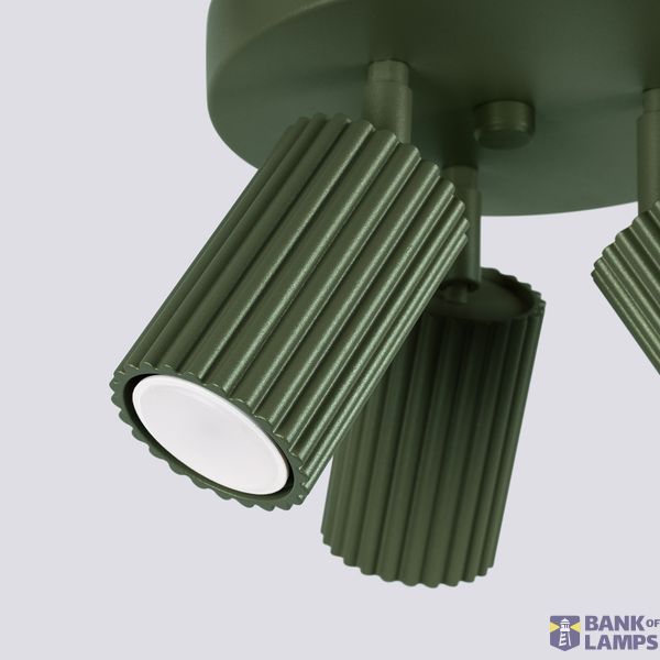 CARBON CEILING LAMP WITH REFLECTORS ON A ROUND OLIVE HEADLINING 3XGU10 image 4