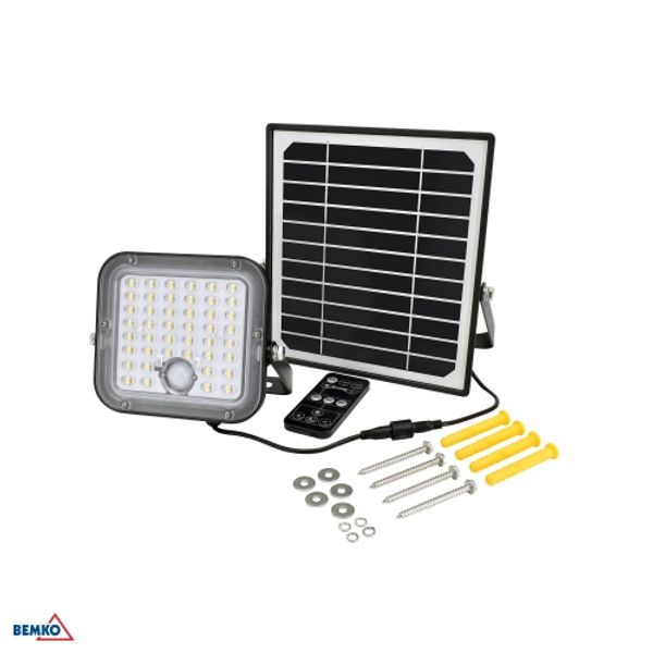 SOLAR LED FOODLIGHT SOLPAR 10W 1500LM 4000K IP65 BLACK PIR image 1