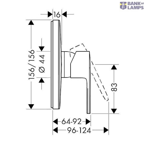 Vernis Shape built-in shower mixer, surface-mounted, matte black image 2