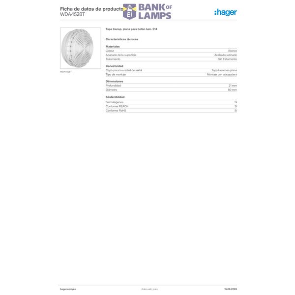 COVER FOR PILOT LAMP S.1 CLEAR E14 FLAT image 2