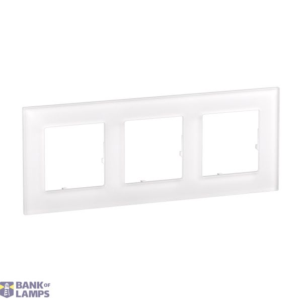 3 GANG PLATE WHITE GLASS image 2