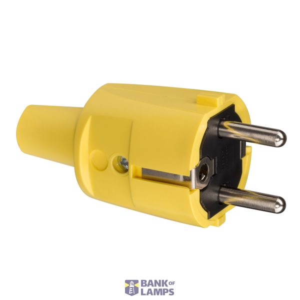 SCHUKO PVC plug, yellow, 2 earthing systems image 1