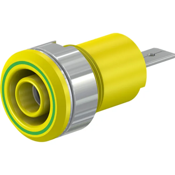 4 mm socket, flat plug connection, mounting Ø 12.2 mm, CAT III, yellow/green, 23.3070-20 image 1