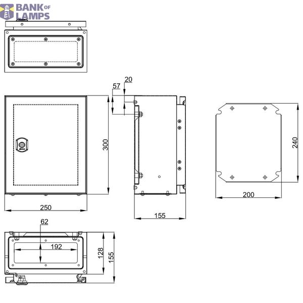 Wall-mounted enclosure 1 door IP65 H=300 W=250 D=155 mm image 2