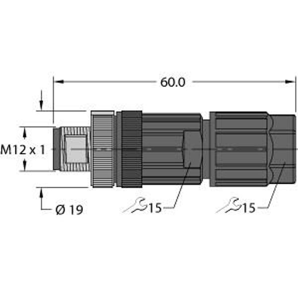 Field-Wireable Connector Male Connector M12 × 1, Straight   FW-ERSPM0526-SA-P-0408 image 1
