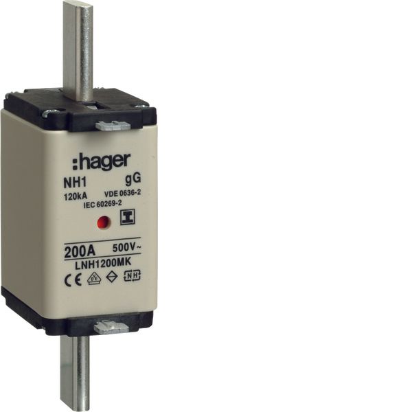 NH1-Fuse-link 200A 500V gG twin-Indicator insulated gripping lugs image 1