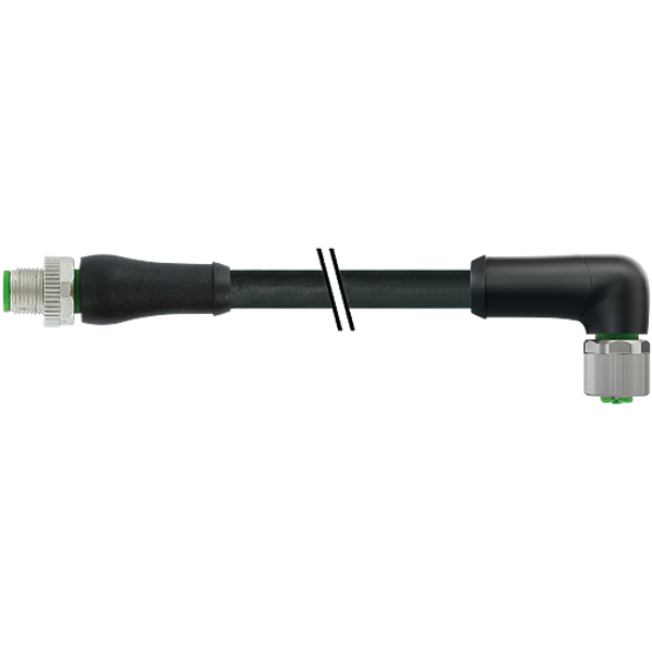 M12 Power male 0° / female 90° K-cod. PUR 5x1.5 bk  2.5m image 1