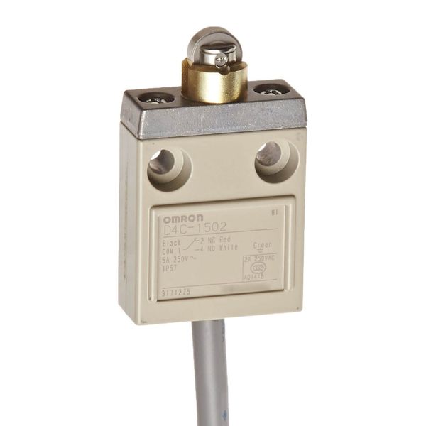 Compact enclosed limit switch, roller plunger, 4 A 30 VDC, 5m VCTF oil D4CN3302H image 1
