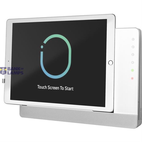 Surface mount docking station with charging function and control function, housing silver, glass cover white image 1