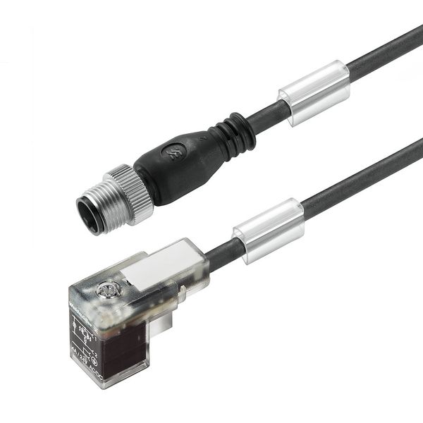 Valve cable (assembled), Straight plug - valve plug, DIN design C (8 mm), M12 = A-coded, Cable length: 0.6 m, PUR, black image 1
