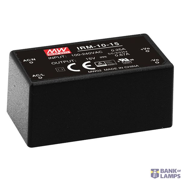 IRM-10-15 switching power supply, module, 10W, 15V, 0,67A, MEAN WELL image 1
