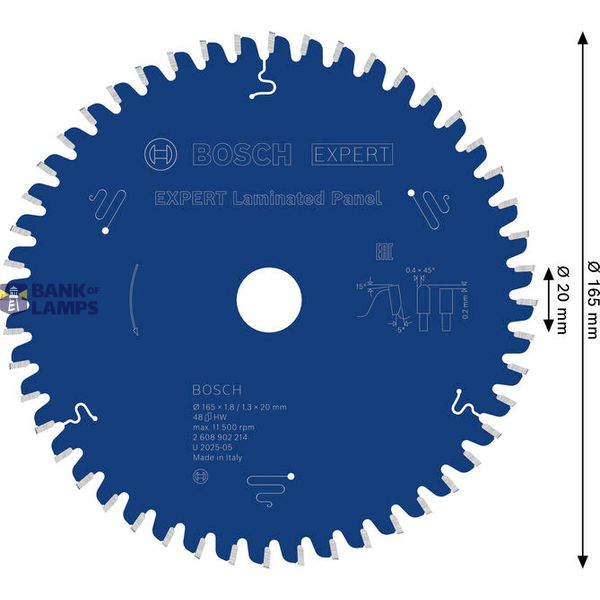 Expert Laminated panel circular saw blade 165 x 20 x 1,8 mm, 48 image 2