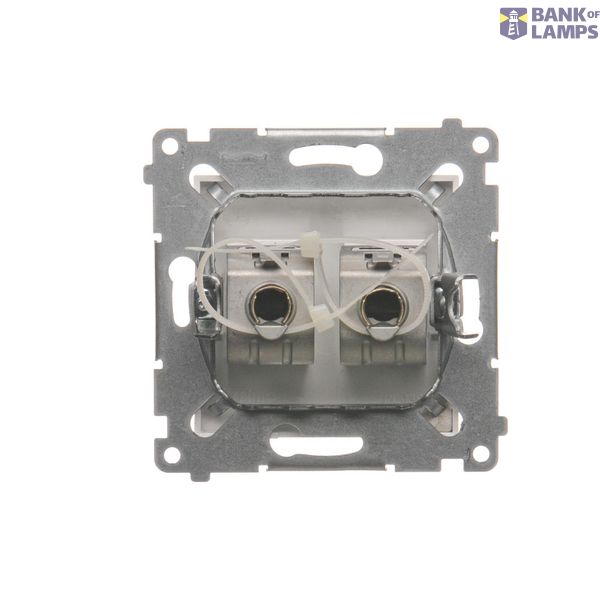 Double socket outlet with Schuko earthing and shutters, flush mounted - Scandinavian version, (Complete product), 16A, 250V, quick connection, white image 1