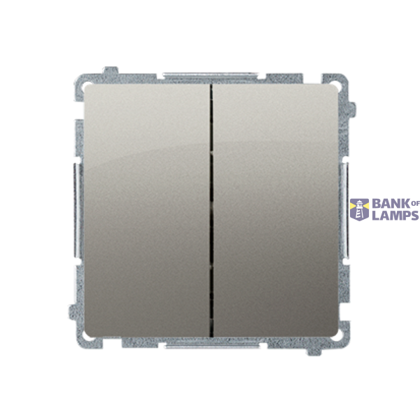 Double two-way switch without pictogram, (module), 10AX, Screw, satin, metallized image 1