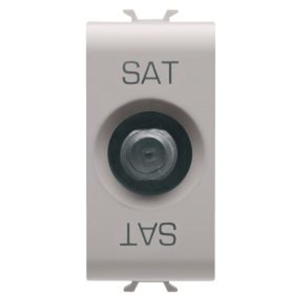 COAXIAL TV/SAT SOCKET-OUTLET, CLASS A SHIELDING - FEMALE F CONNECTOR - FEEDTHROUGH 5 dB - 1 MODULE - NATURAL SATIN BEIGE - CHORUSMART image 1