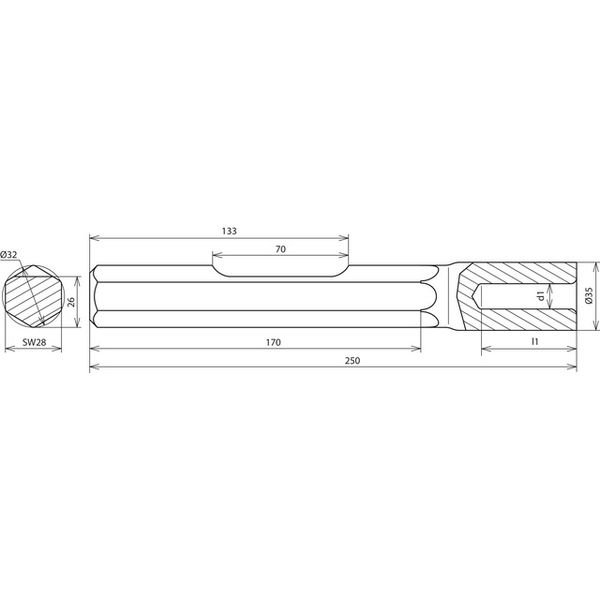 Hammer insert for earth rods D 25mm L 250mm for Bosch/Hilti/Milwaukee image 2