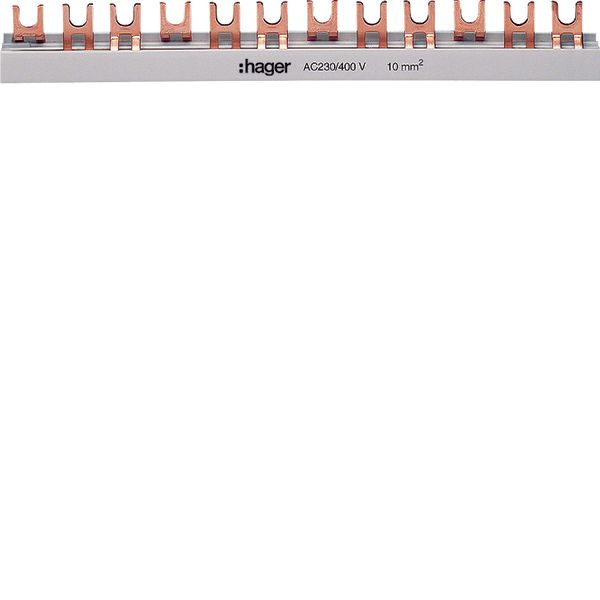 Insulated busbar 3P fork 10mm² 57M image 1