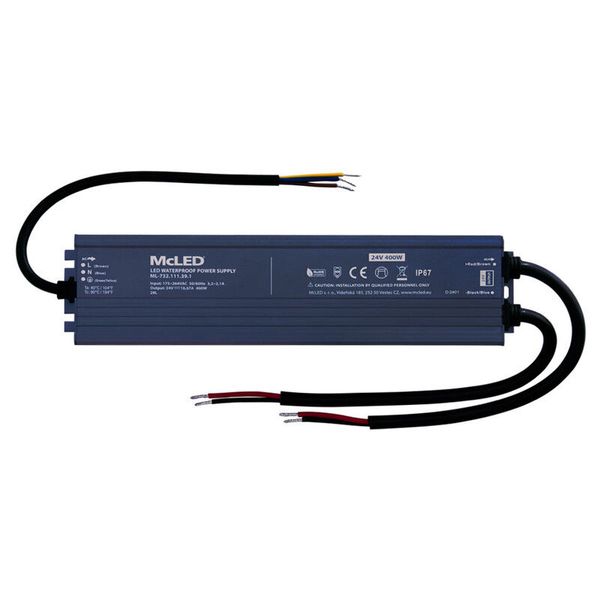 Power supply 400W, DC24V/16.67A, IP67, aluminum design image 1