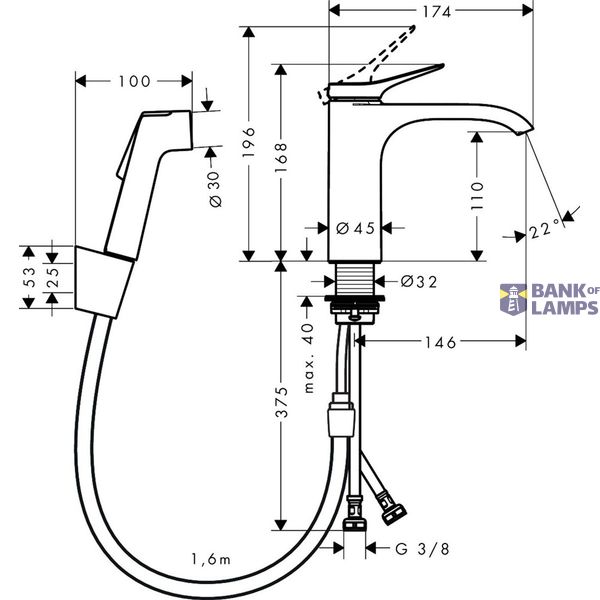Vivenis Bidette 110, sink mixer with push-open, chrome image 2