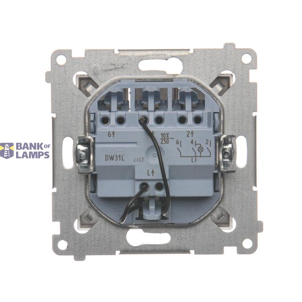 Two-way switch with LED illumination, (module), 16AX, Screw, anthracite, metalic image 1