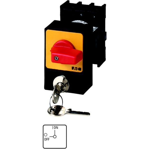 P1-25/E/SVA(S)-RT Panic switches, P1, 25 A, flush mounting, 3 pole, with red thumb grip and yellow front plate, Cylinder lock SVA image 4
