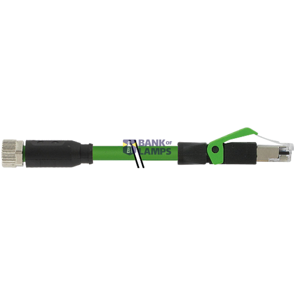 M8 female 0° A-cod. / RJ45 male 0° shielded PUR 1x4xAWG26 gn 19.0m image 2