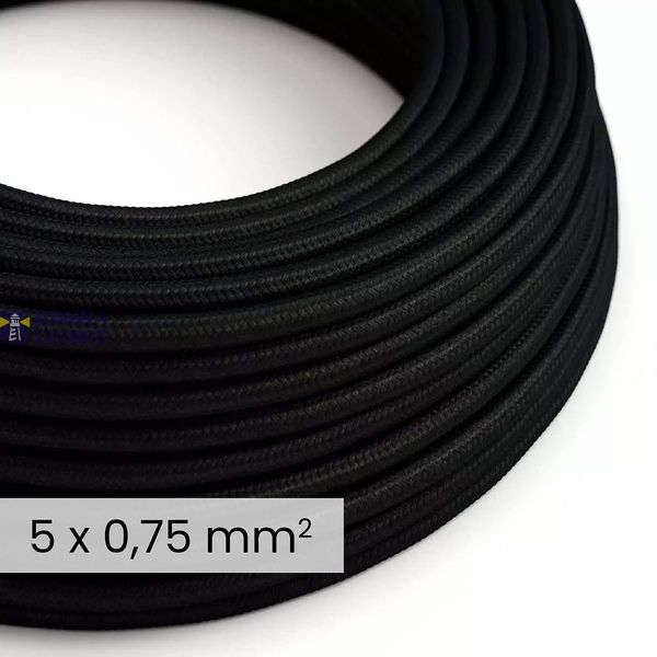 DALI Textile electrical cable 5x0.75 mm² in Carbon Black - Flexible round lighting wire RM04 image 1