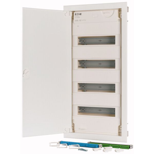 KLV-48HWP-SF Hollow wall compact distribution board, 4-rows, super-slim sheet steel door image 4