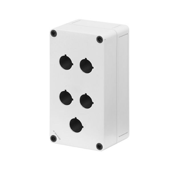Polycarbonate push-button enclosure 94x180x81, 5 holes Ø 22 image 1