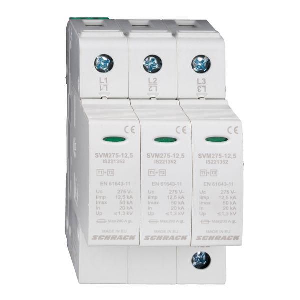 Surge arrester 3+0 TNC, Class I+II(B/C)275V, limp12,5kA+RC image 1