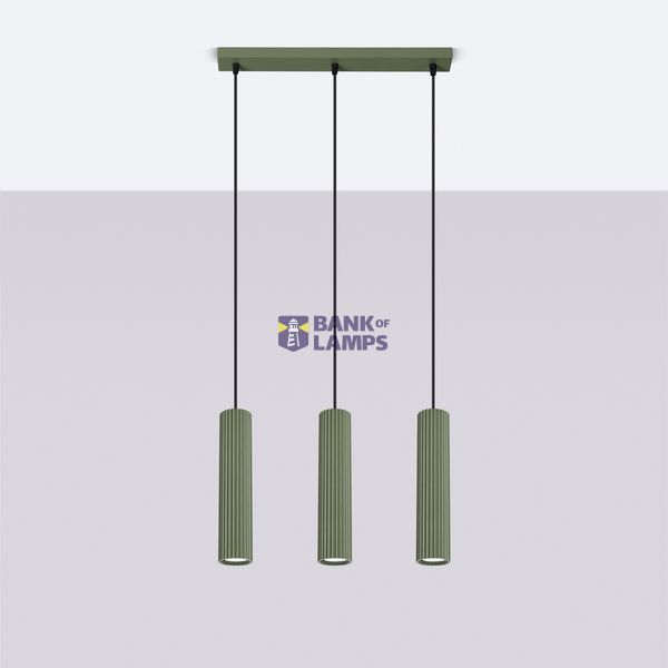 Elegant KARBON pendant lamp with three pendants and an olive ceiling plate 3xGU10 image 3