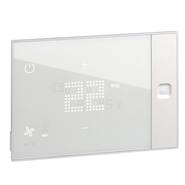 Ux One 230V touch screen thermostat for hotel room heating and air conditioning management surface-mounted version - white image 1