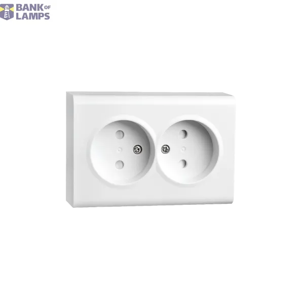 OUTLET SURFACE MOUNTED DOUBLE WITHOUT EARTH WHITE 6-PACK image 1