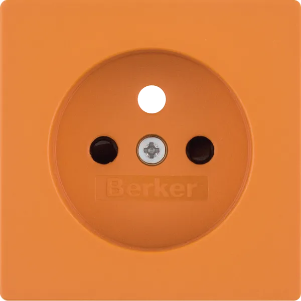 Center piece for socket with ground pin with touch protection, Berker Q.x, orange, velvet image 1