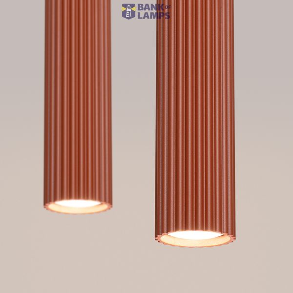 HANGING LAMP WITH TWO HANGINGS, RED LAMPSHADES, CARBON SERIES image 4