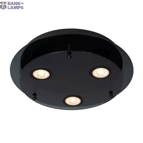 Lucide OKNO - Flush ceiling light - Ø 30 cm - 3xGU10 - Black image 1