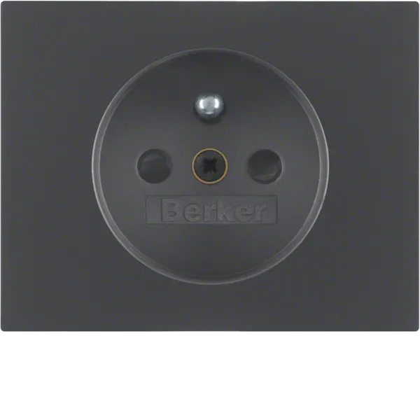 Central part for socket with earthing pin with touch protection, Berker K.1, anthracite, matt image 1
