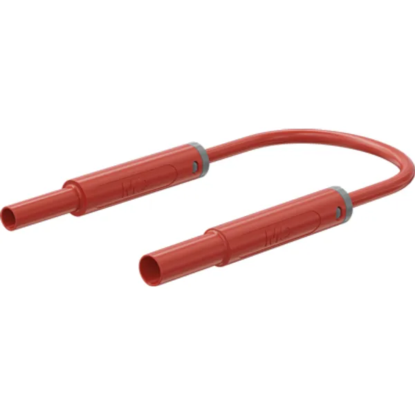 Safety measuring lead with (4 mm lamella plug, straight) to (4 mm socket, straight), 1 m, red, PVC, 1.0 mm², CAT IV, 66.1044-10022 image 1